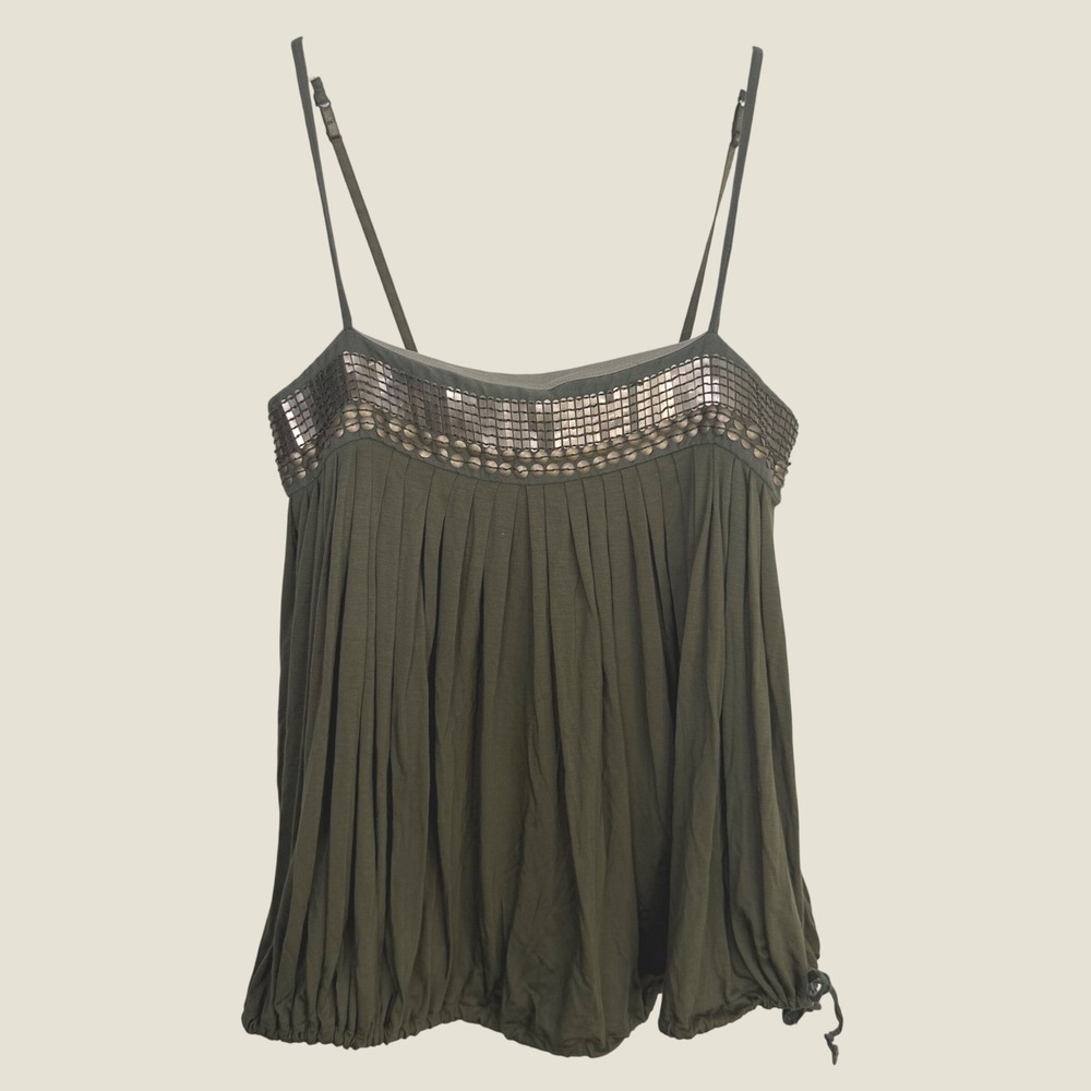 Victoria's Secret Bra Tops Olive Green Sequin Embellished Babydoll Cami XS